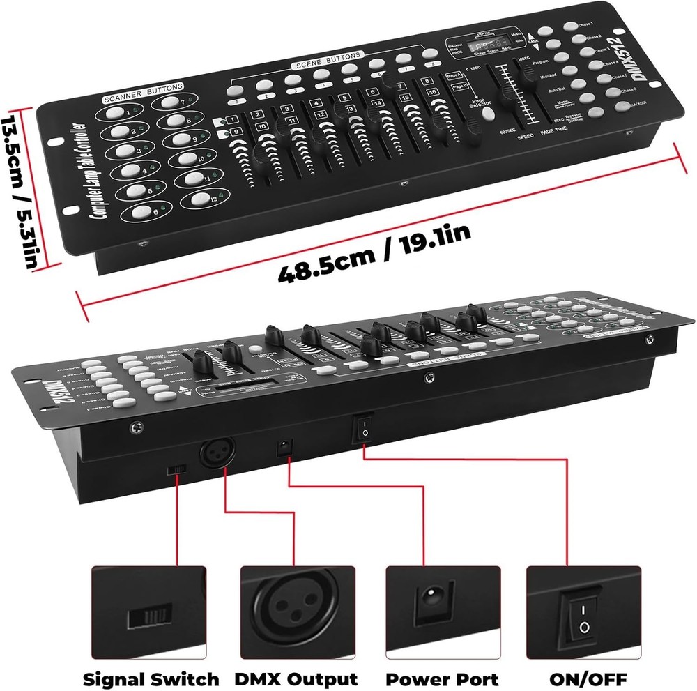 Stage DJ Light Controller Lighting Mixer Board Console for Light Shows, Party