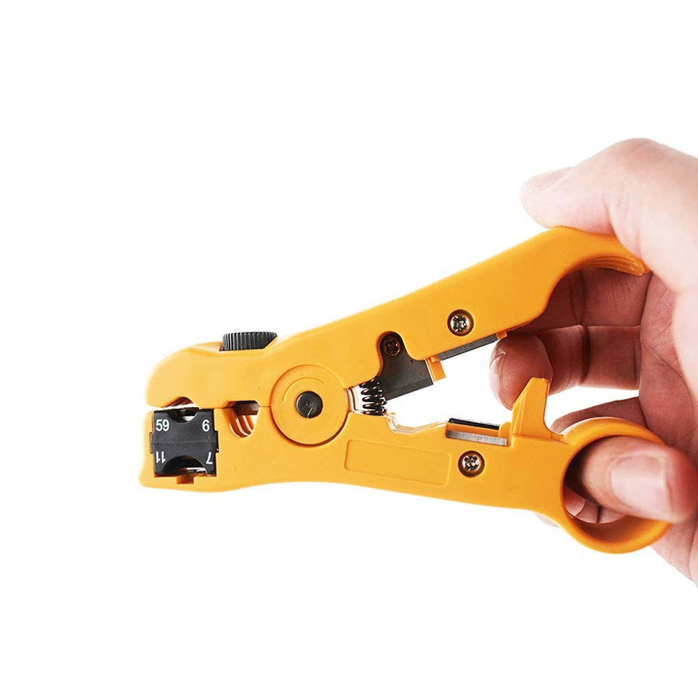 Universal Coaxial Cable Stripper Cutter Stripping Tool for Flat/Round Yellow