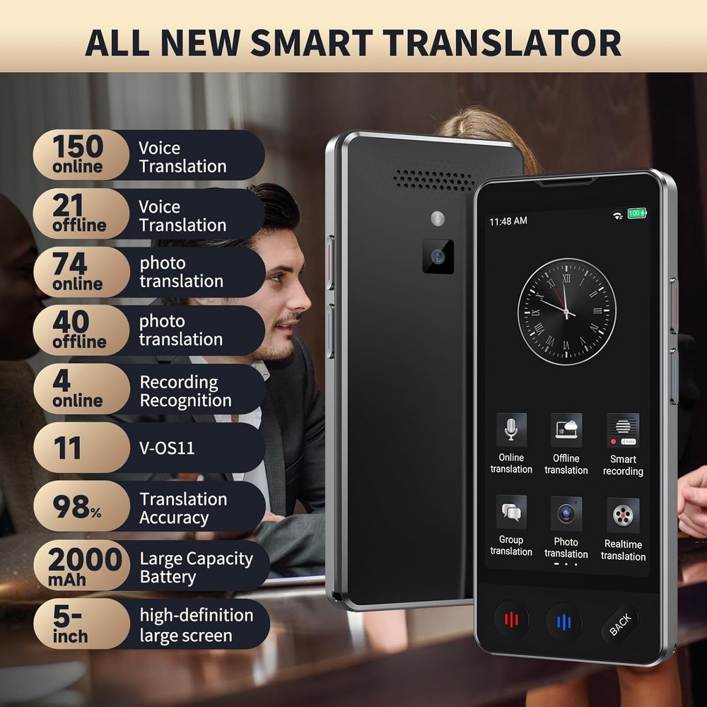 AI Language Translator Device Support 150 Languages Offline Instant Two-Way