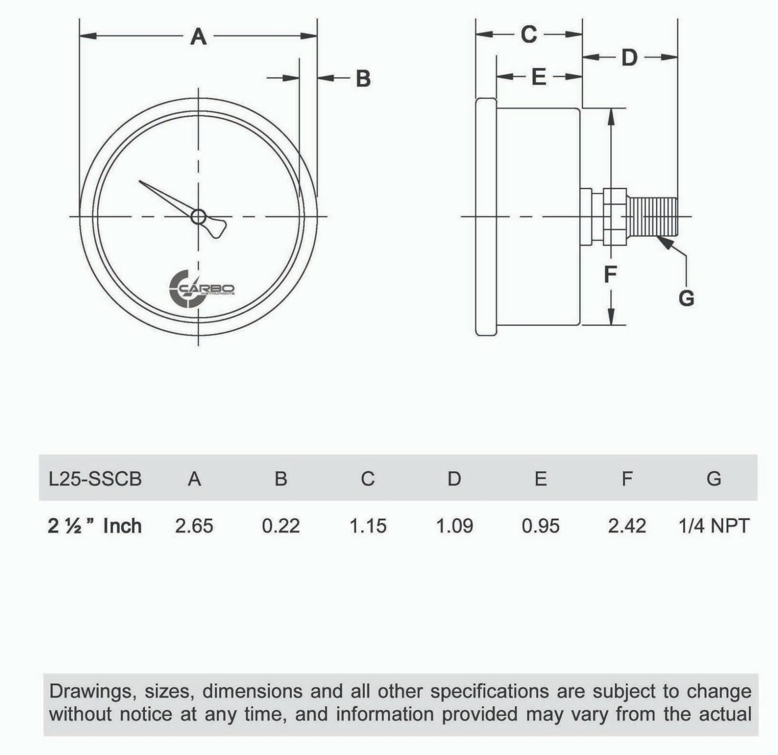 2-1/2" Pressure Gauge, ALL STAINLESS STEEL, Liquid Filled, Back Mnt, 100 Psi