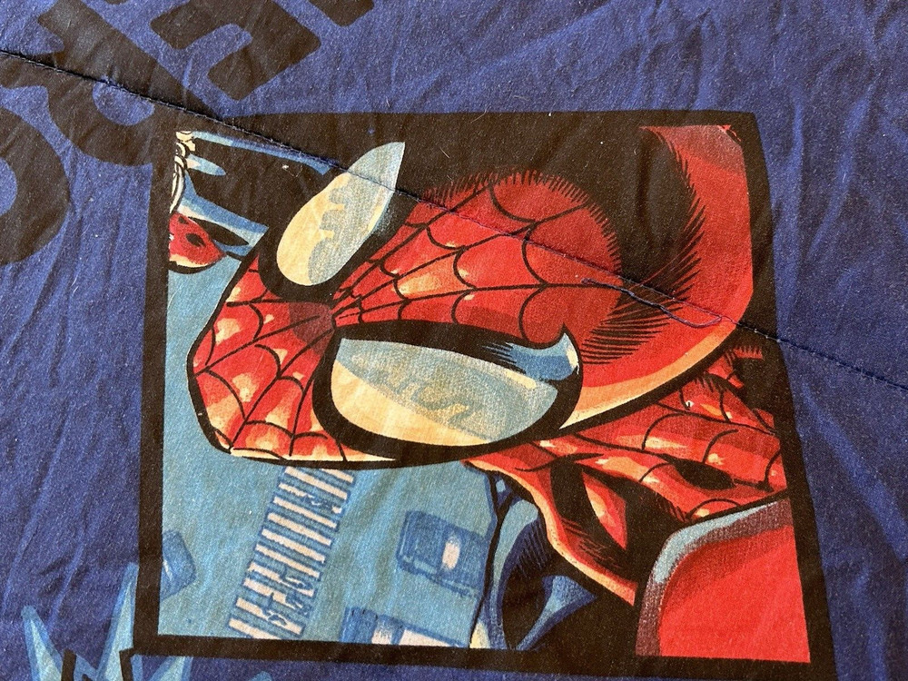 90's Marvel-Spiderman Comforter Bed Spread Animated Large 84"x84" READ