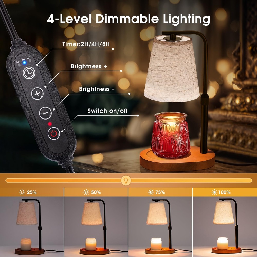 Candle Warmer Lamp with Timer Dimmable, Adjustable Height Candle Warmer Light...