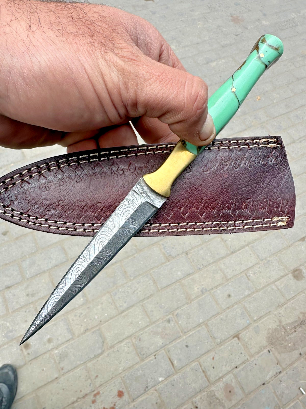 CUSTOM HANDMADE FORGED DAMASCUS STEEL BOOT KNIFE THROWING HUNTING DAGGER - 1438