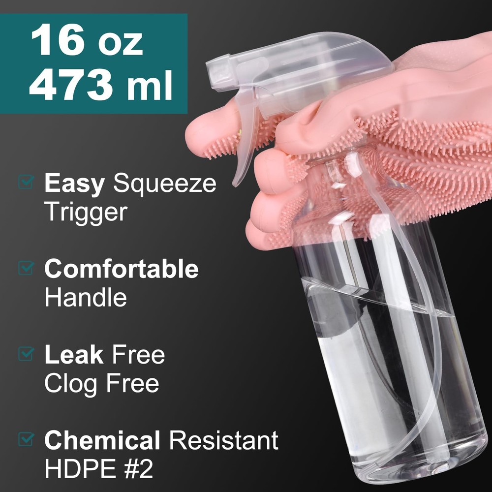 SANEMBER 16.9oz Spray Bottles 2Pack, Adjustable Nozzle, Refillable Multipurpose