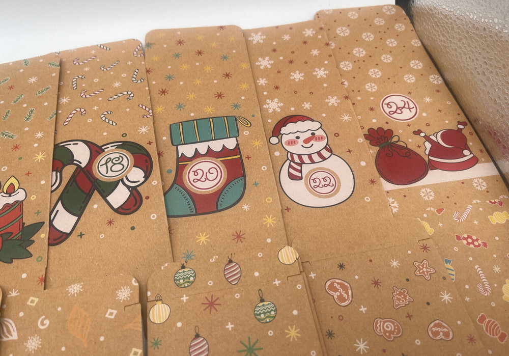 24 Mini Christmas Boxes Small Christmas Gift Boxes 2.75" square numbered advent