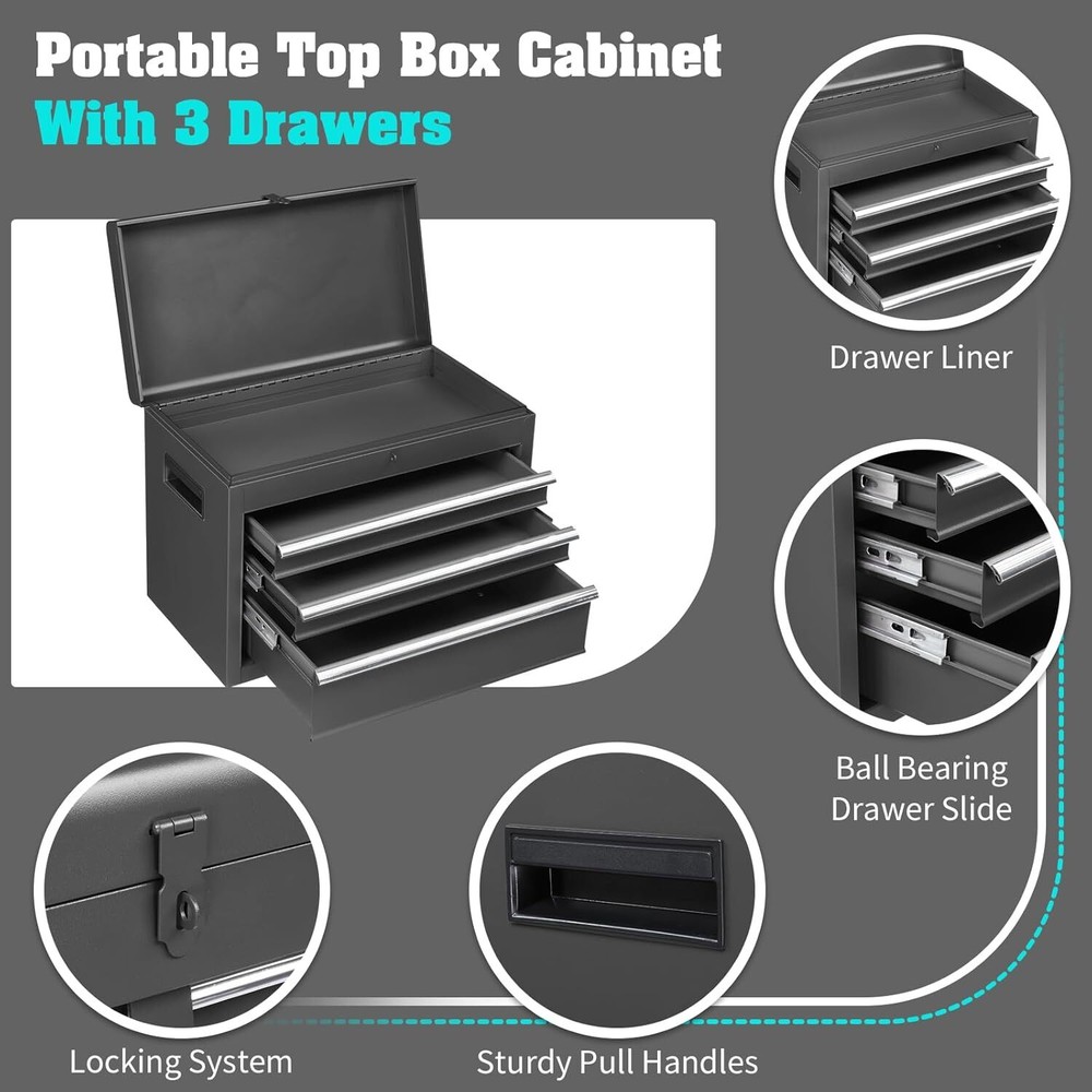 4-Drawer Rolling Tool Chest Detachable Tool Box Storage Cabinet Adjustable Shelf