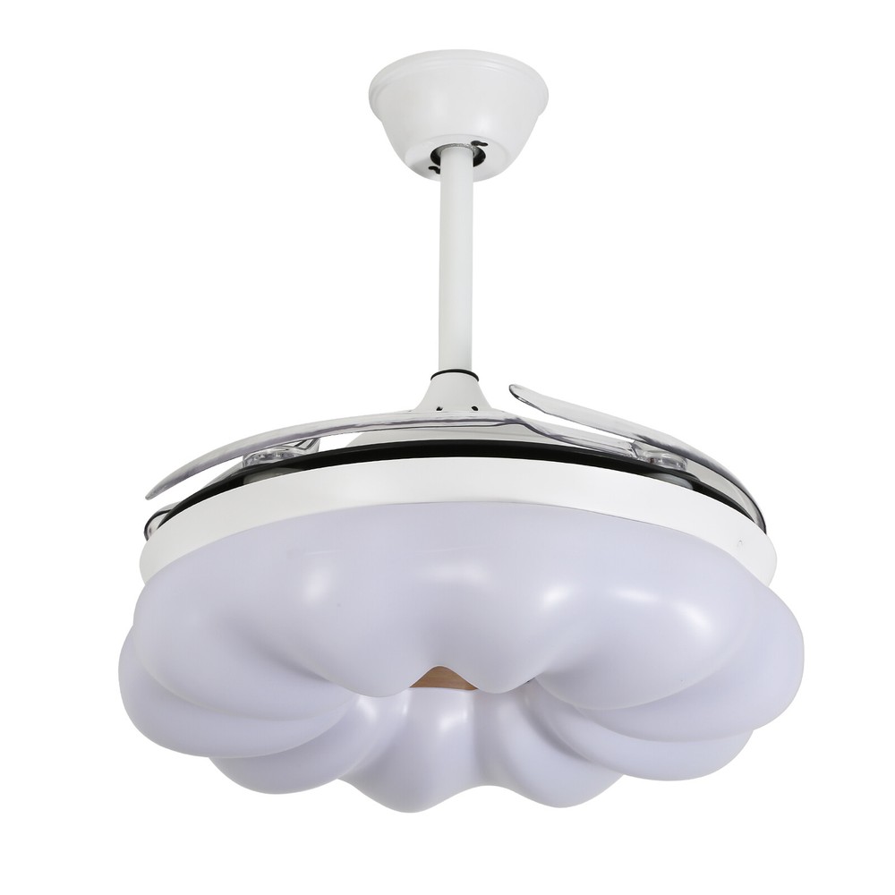 42In LED Arcs Cloud Shape 4 Blades Retractable Ceiling Fan Light+Remote Control