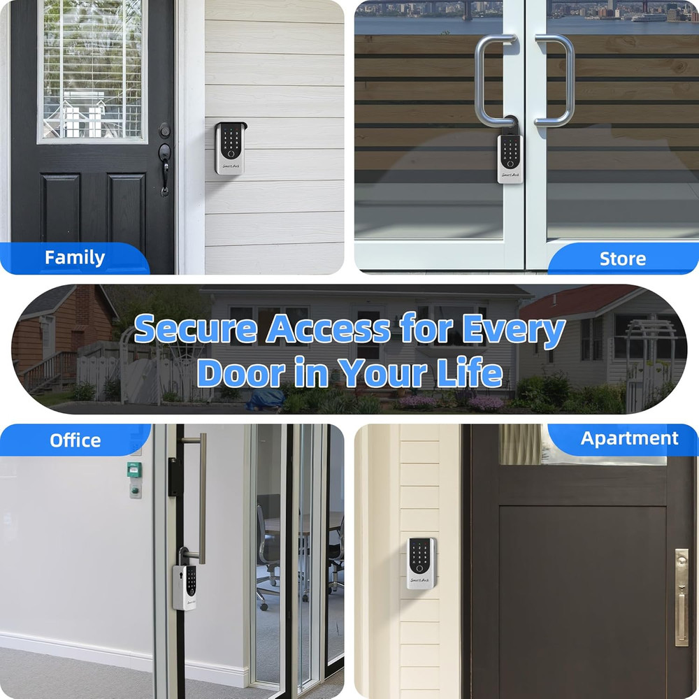 Fingerprint Key Box, Smart Key Lock Box with Bluetooth, Passcode, Doorbell, Weat