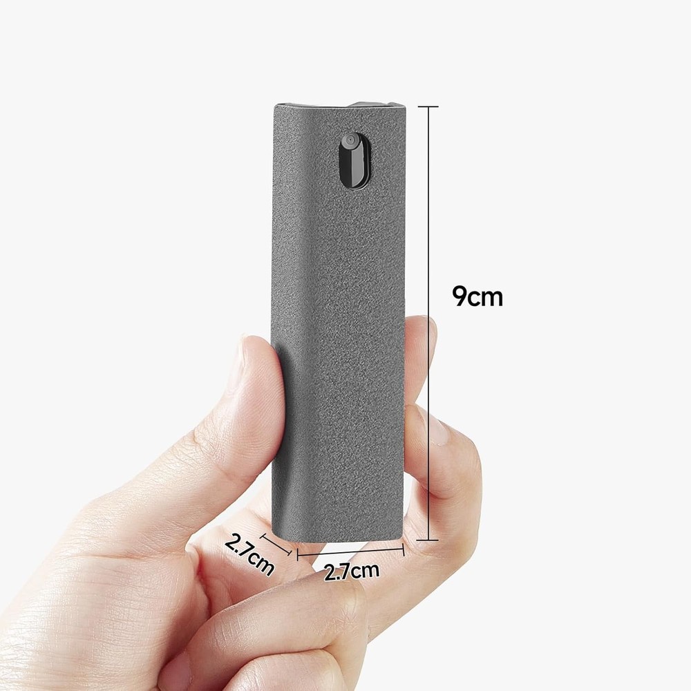 Effortless Screen Cleaning Kit: 10ml Spray & Reusable Microfiber Cloth - Grey