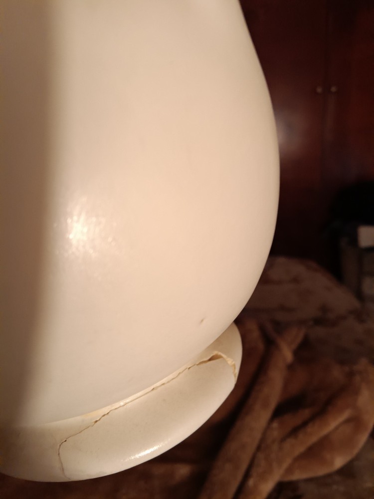 Nilok Ceramic Pitcher White Matte Pottery Round Solid Handle Impressed Backstamp