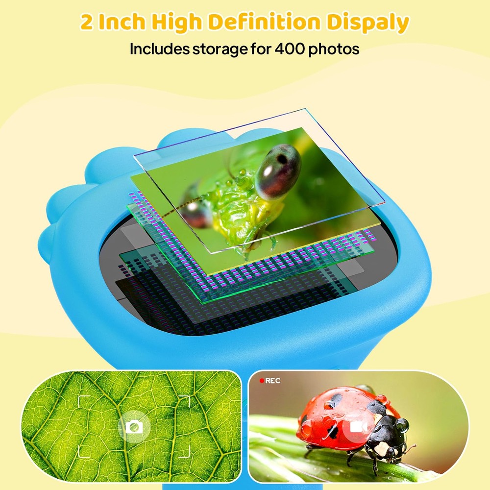 Kids Portable Microscope 2in Screen Handheld Bug Magnifier Blue
