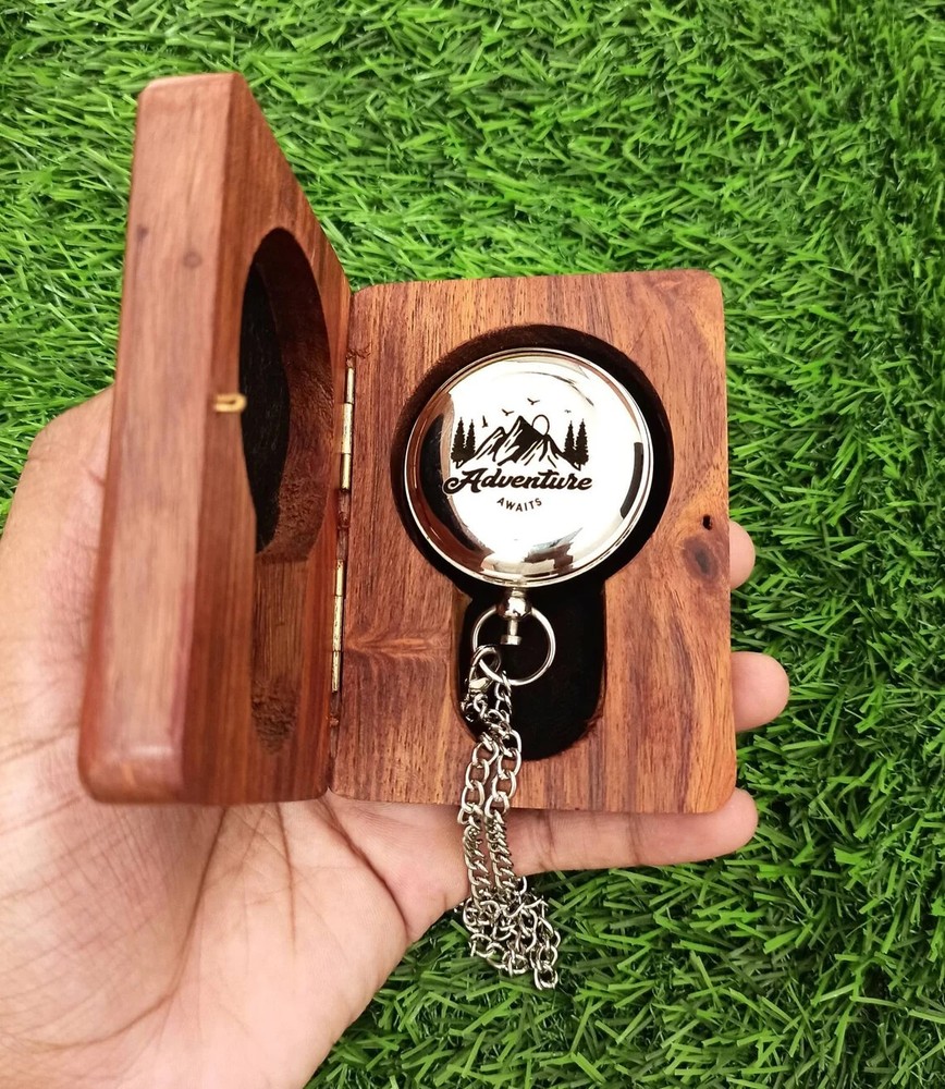 Personalized Working Compass, Custom Engraved Silver Handmade Anniversary Gift