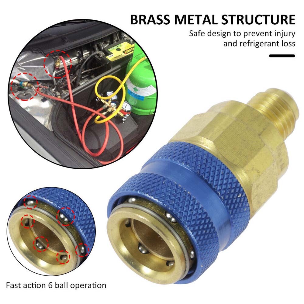 A/C Quick Coupler Adapter Adjustable High Low Side AC HVAC Freon Conversion Kit