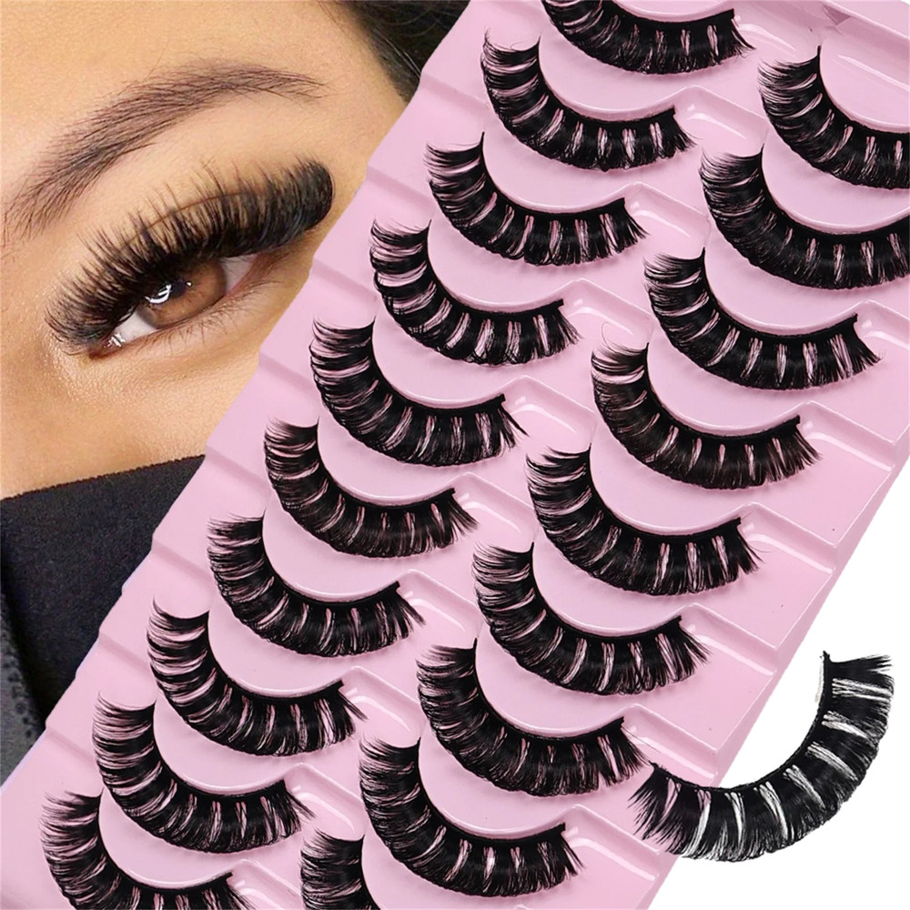 10 Pairs Russian DD Curl 3D Fluffy Lashes Reusable False Eyelashes Extensions