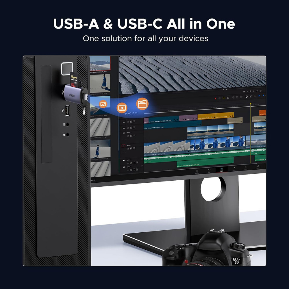 UGREEN SD Card Reader USB C, USB 3.0 Micro SD Card Reader 2 in 1 Memory Card Rea