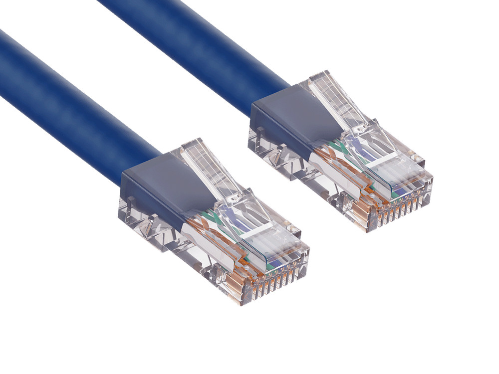 50ft Cat6 UTP Non-Booted Ethernet Network Patch Cable 24AWG Bare Copper, Blue