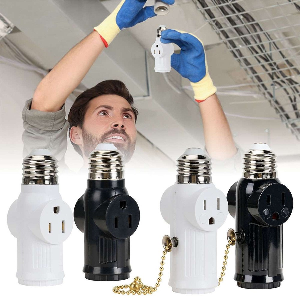 E26 E27 Light Socket to Plug Adapter Light Socket to 2/3-Prong Outlet Adapter US