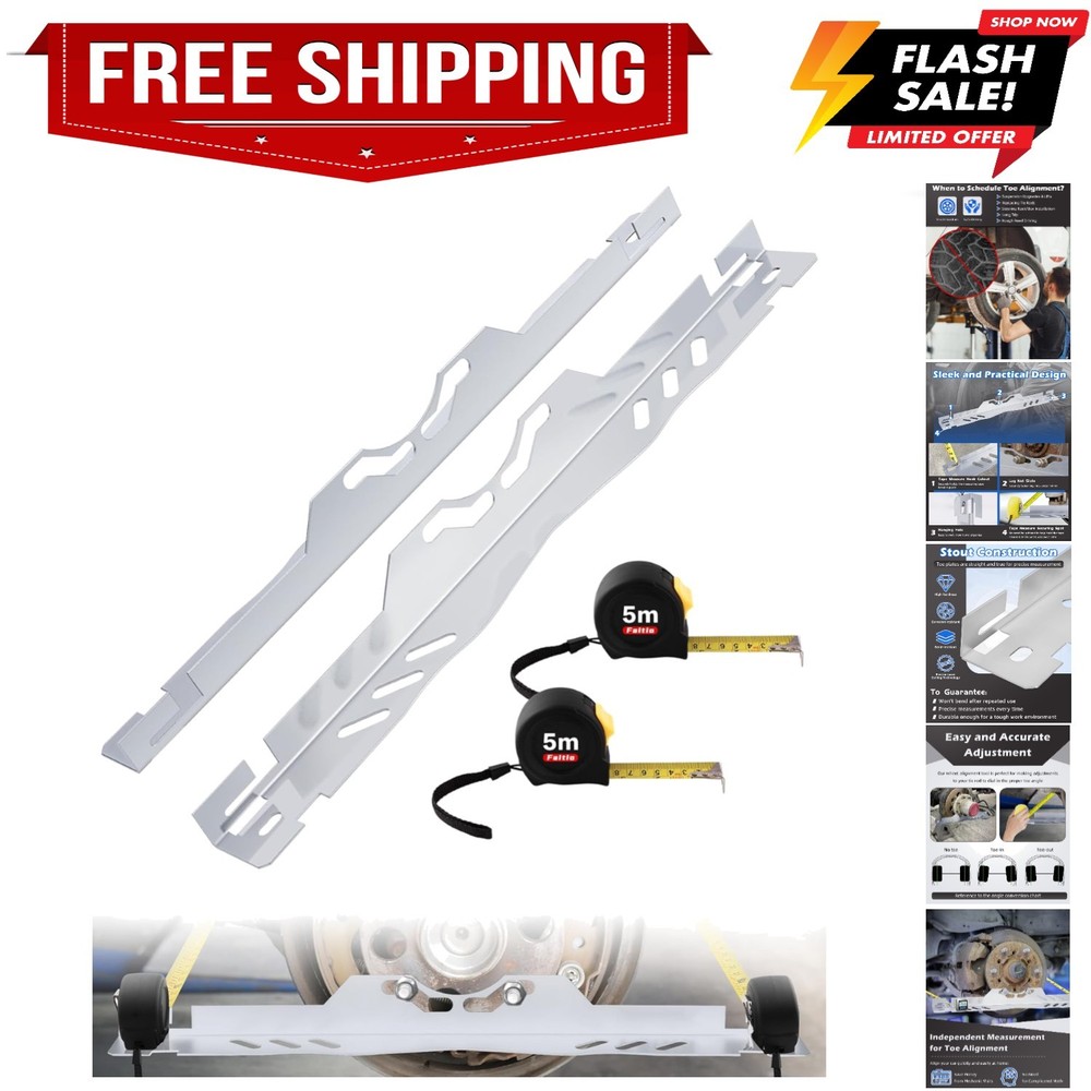 Wheel Alignment Tool Kit 2Pcs, Toe Alignment Tool Plates with Two 5m Heavy Du...