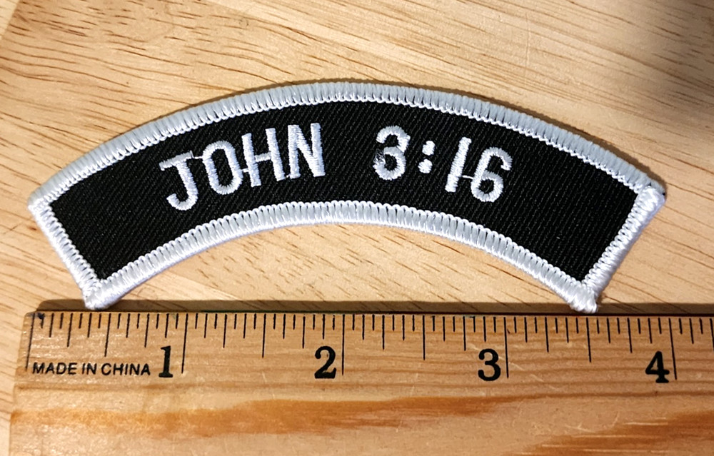 JOHN 3:16 Embroidered Ribbon Patch *FREE SHIP*