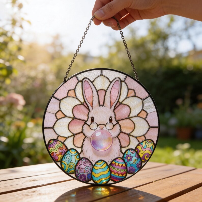 Easter Bunny Suncatcher Unique Egg Window Decor Spring Holiday Gift