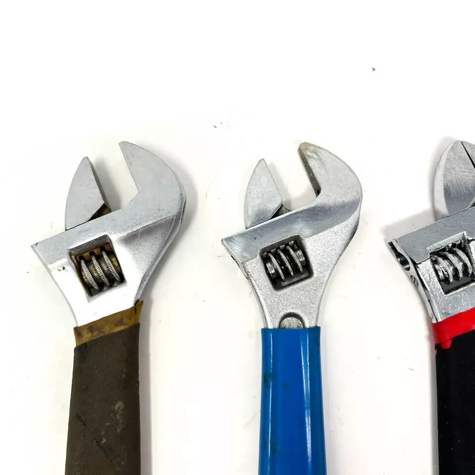 4 Pcs Assorted 8 in Adjustable Wrenches Tool Set, Rubber Grip