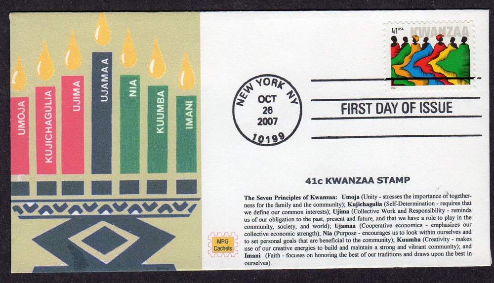 2007 41c Kwanzaa Stamp (Scott 4220) - MPG Cachets FDC MW41