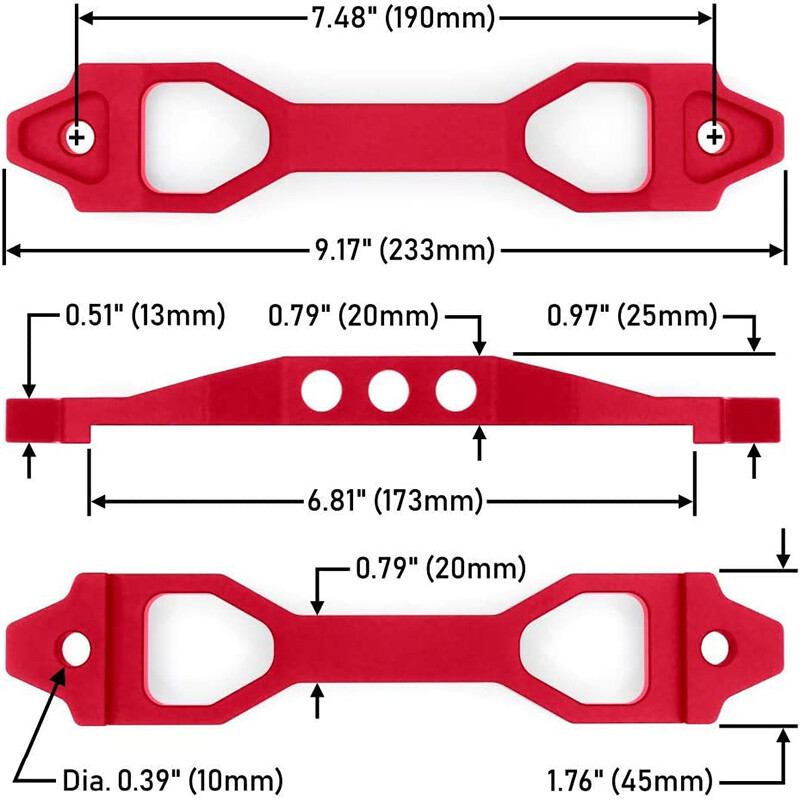 Red Heavy Duty Battery Hold Down Sets Tie Down Bracket With J Hook