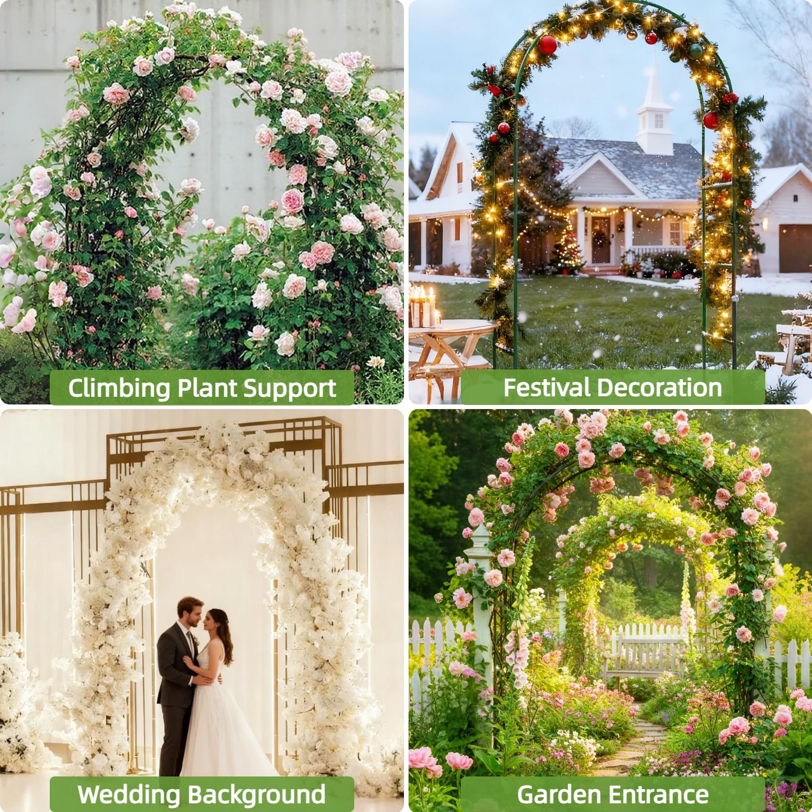 Metal Garden Arch Trellis for Climbing Plants Outdoor, Garden Arbors and Arch...