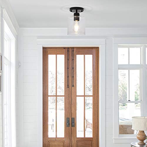 Black Modern Semi Flush Mount Ceiling Light,Rustic Ceiling Light black 1 pack