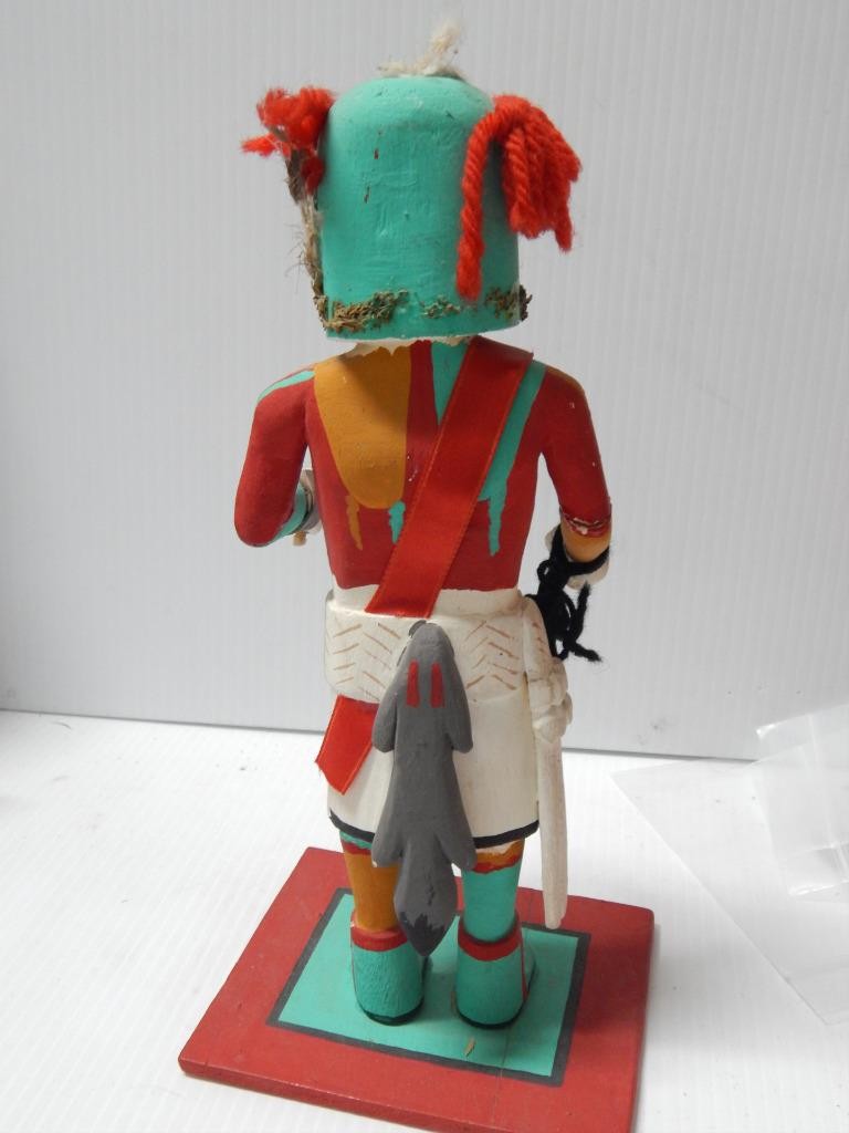 VINTAGE MID CENTURY HOPI PUEBLO INDIAN 9 5/8" t HAND CRVD COTTONWOOD KACHINA -