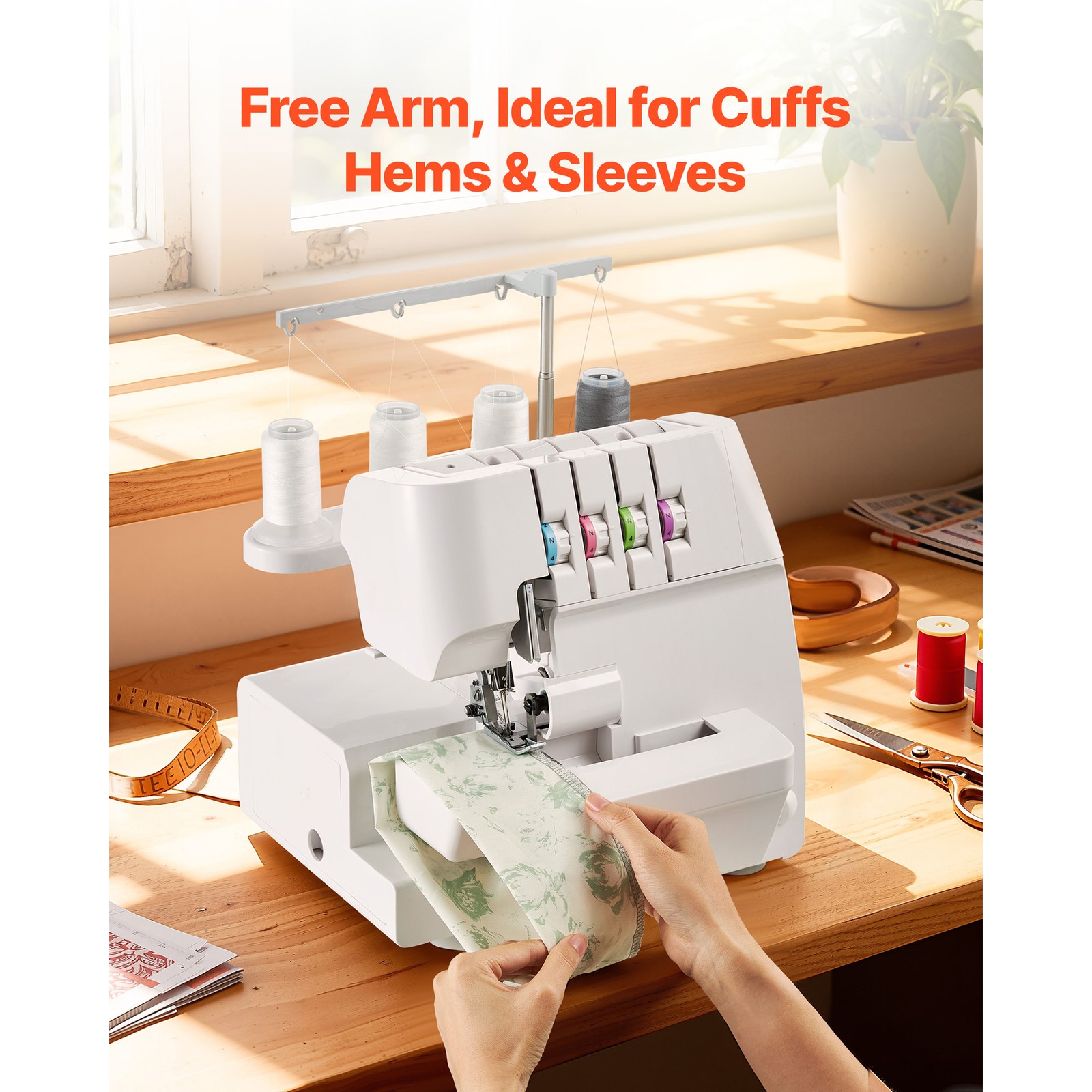 Uimoso Serger Overlock Sewing Machine with 2-3-4 Thread Options, 1250 SPM