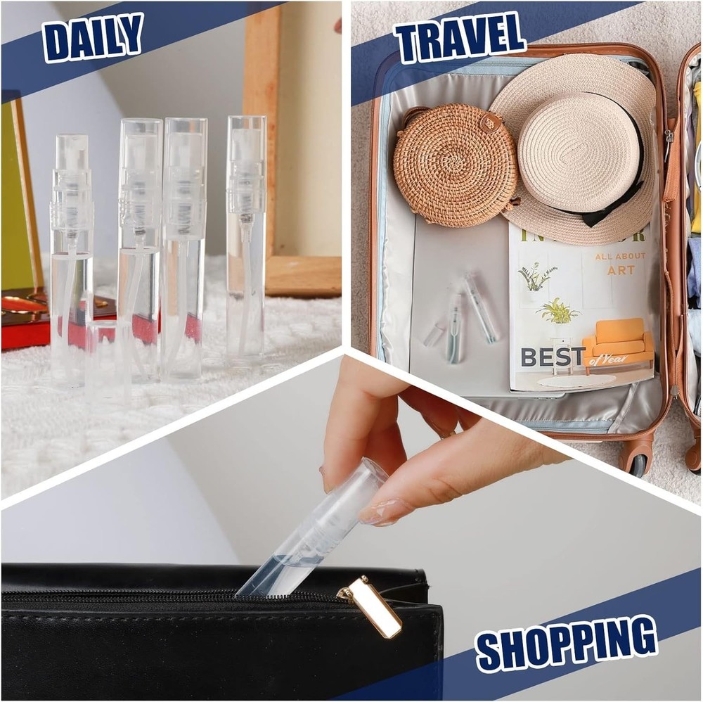 10 Pack Mini Spray Bottles - 5ml Refillable Clear Perfume Atomizer for Travel