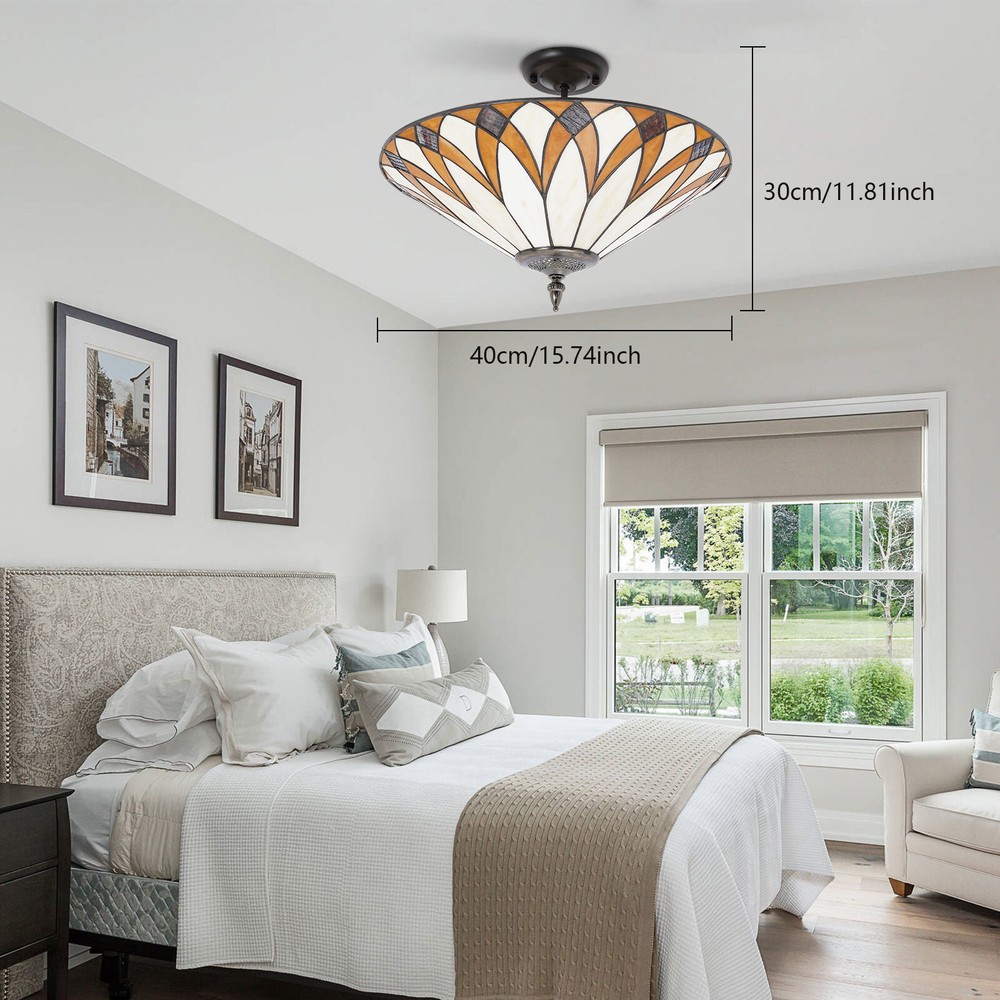 Ceiling Light, Stained Glass Ceiling Light Fixture, Flush Mount Ceiling Light US