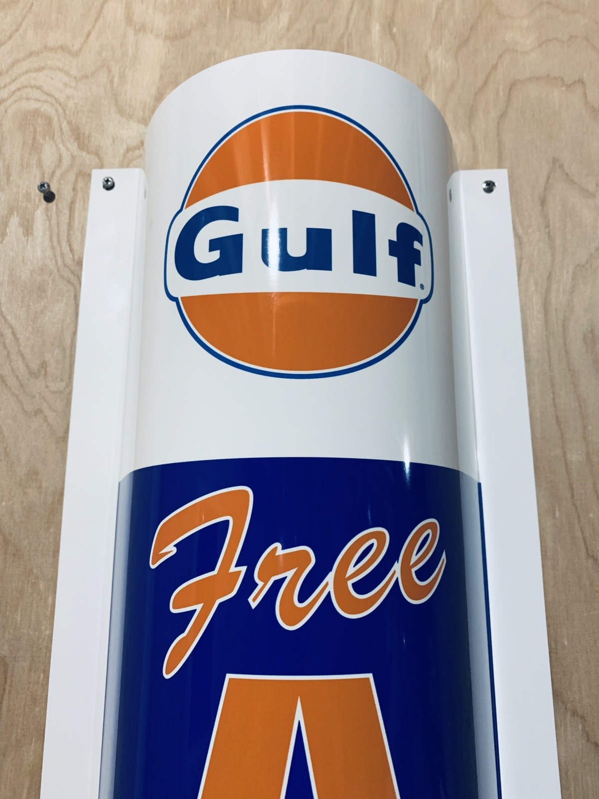 GULF Free Air Curved Metal Gasoline Gas sign Pump Oil Gasoline WOW!!!