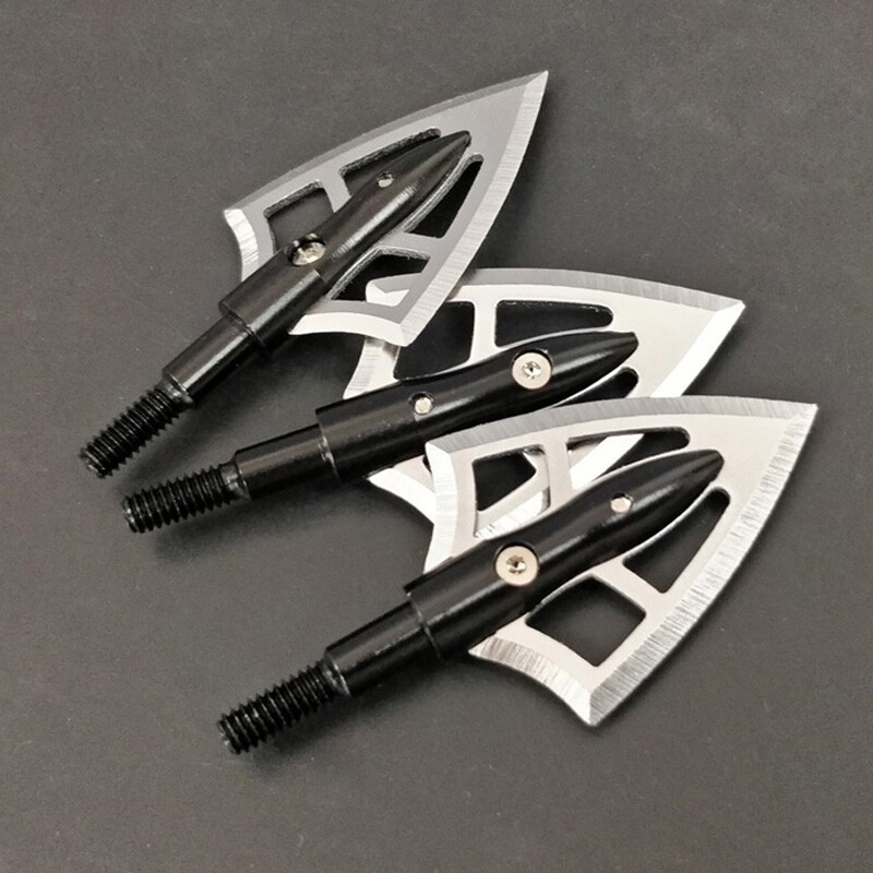12X Archery 2 Blade Broadhead 100 Grain Arrowhead Box Screw-In Tip Point Hunting