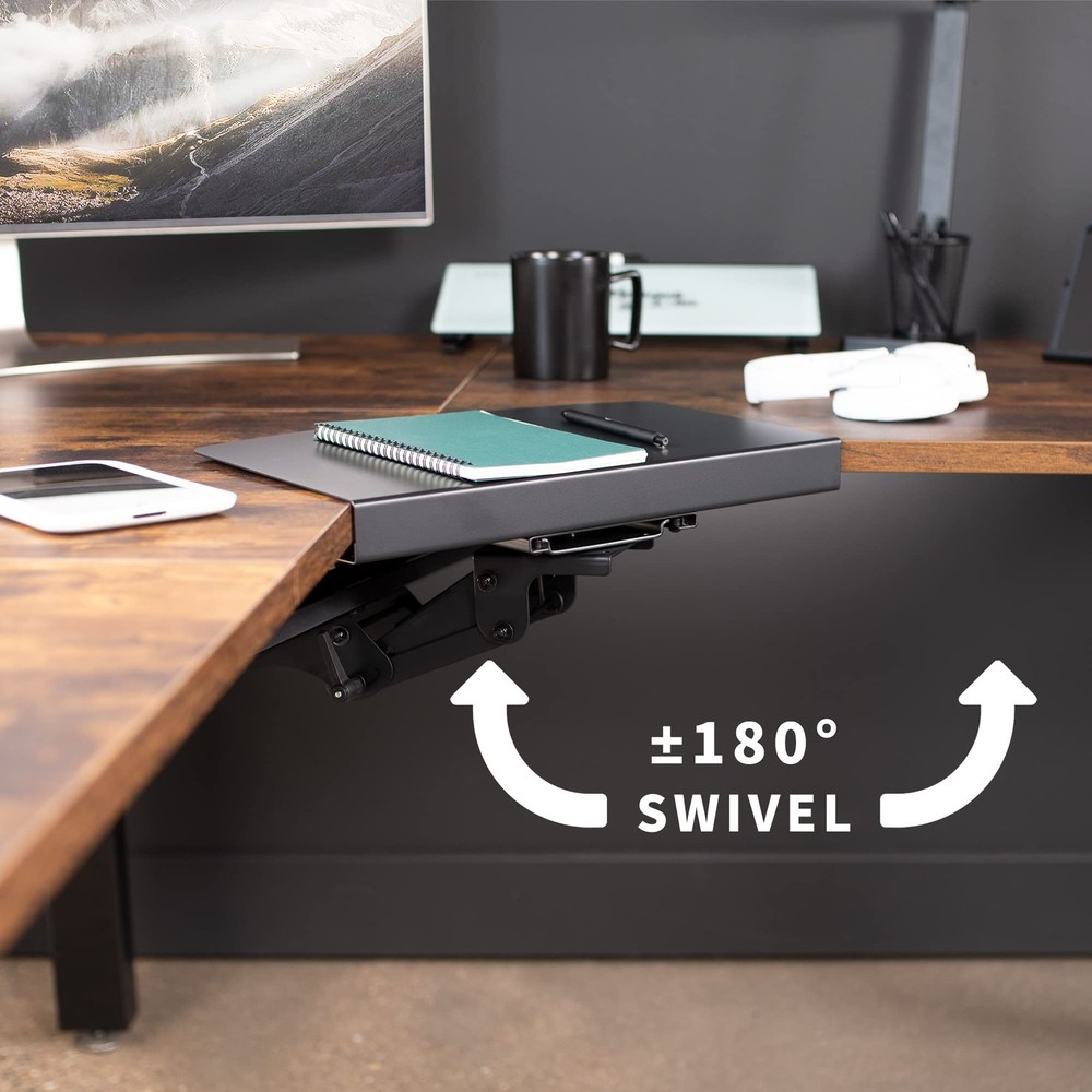 Adjustable Computer Keyboard and Mouse Platform Tray with Corner Connector, E...