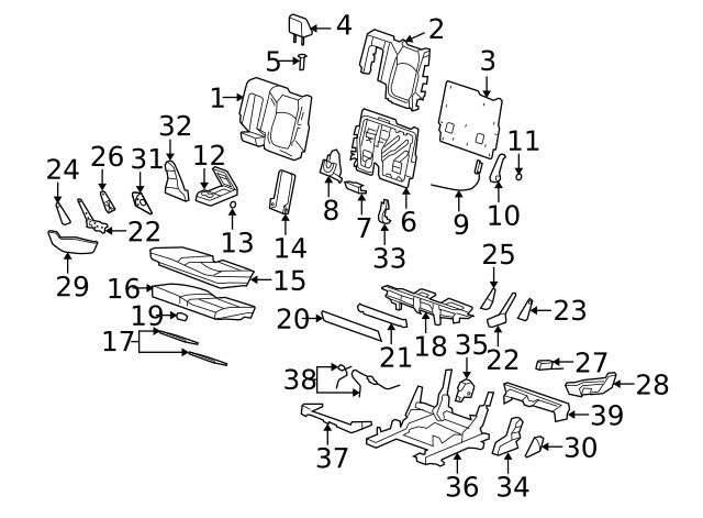 Genuine GM Seat Back Frame 15899395