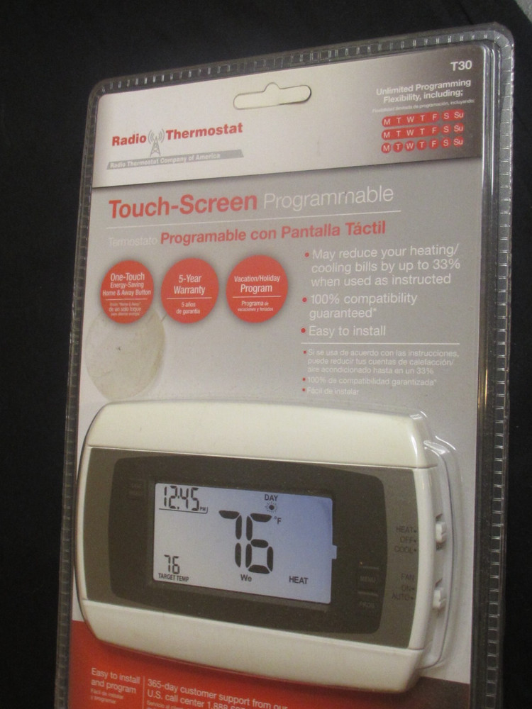 T30 Radio Thermostat Touchscreen Programable New Sealed