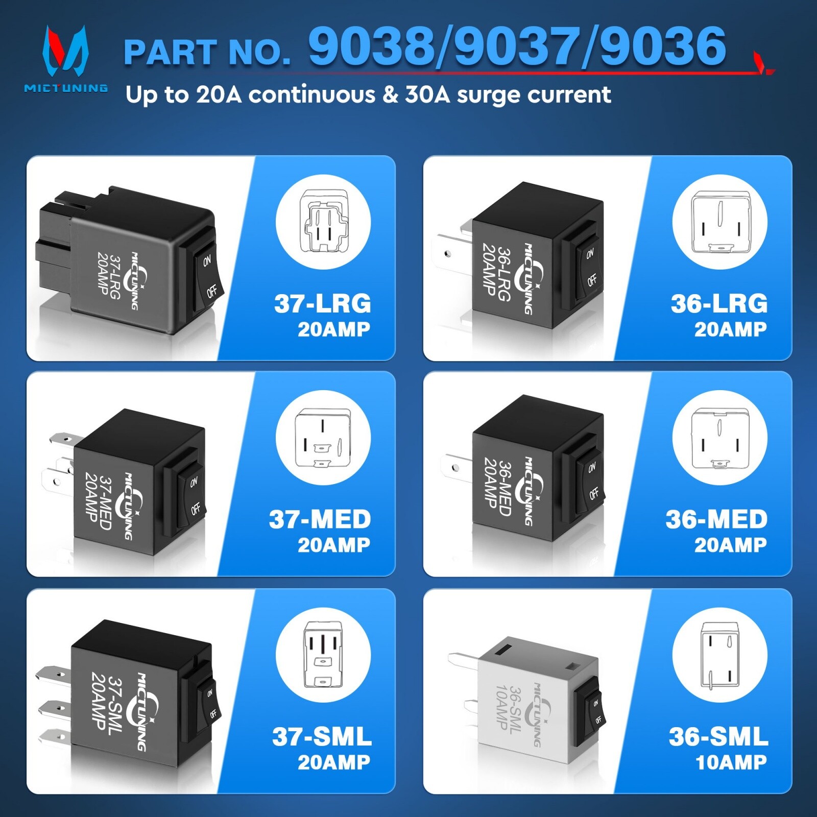 6-Pack 9038 Relay Bypass Switch Kit - Diagnostic Scanner & Test Tool 12V System