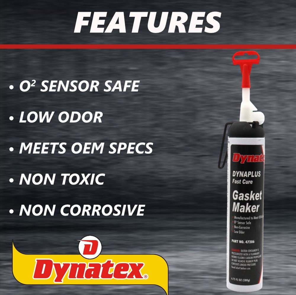 Dynatex DynaPlus Fast Cure Gasket Maker 6.75oz Sensor Safe & Low Odor (Single)