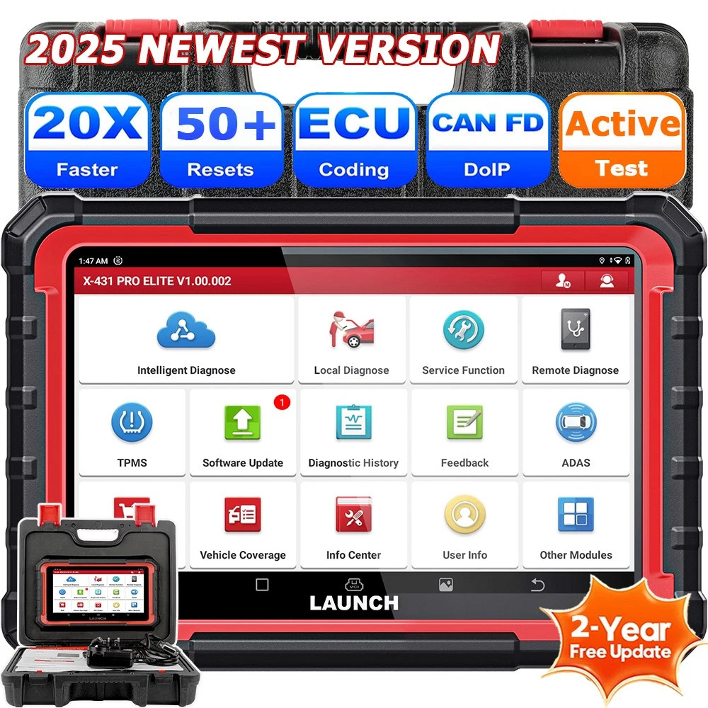 2025 LAUNCH X431 PRO ELITE PLUS Car Diagnostic Tool Car OBD2 Scanner ECU Coding