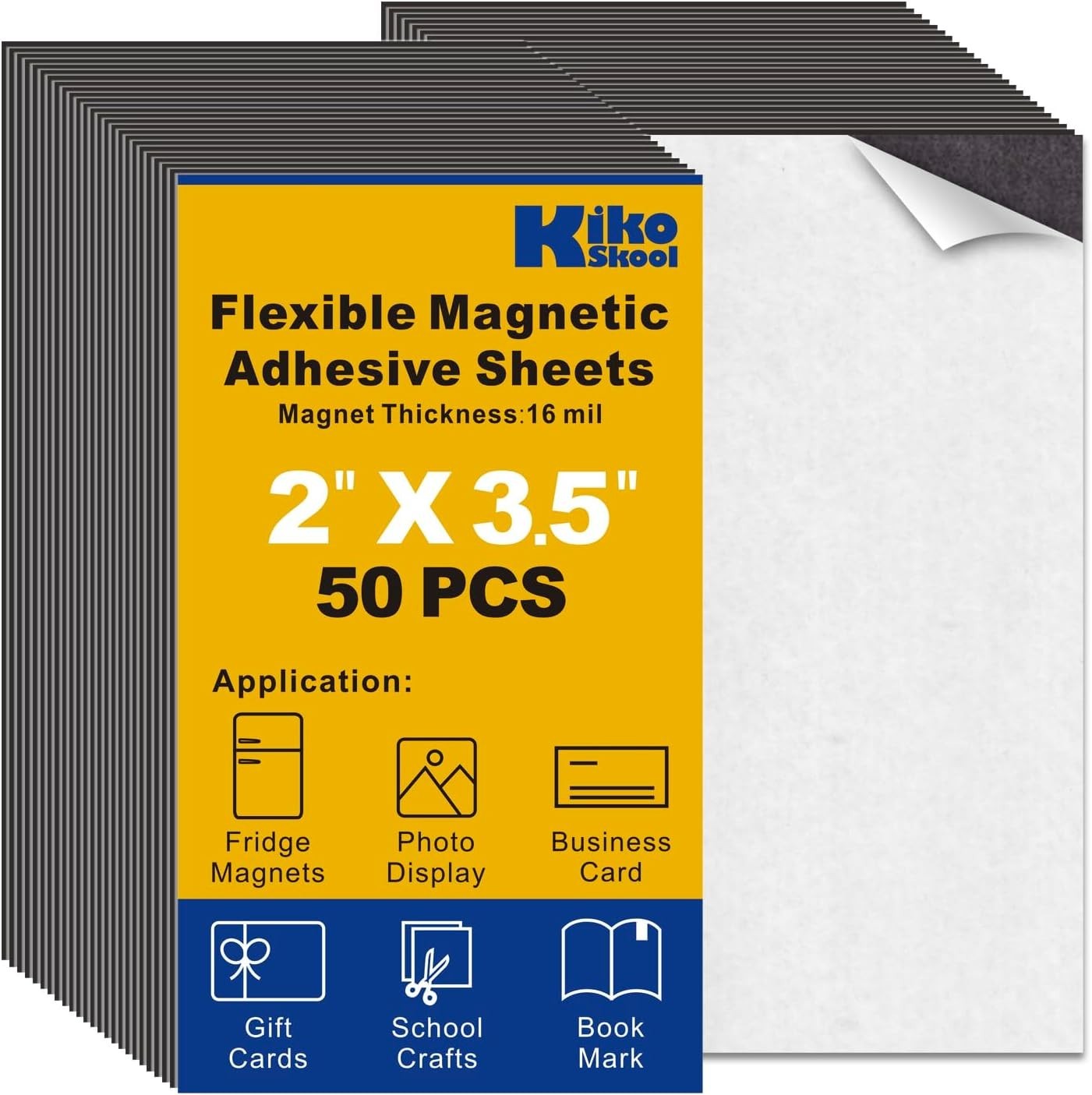 Business Card Magnets, 2x3.5 inch,50 Pack, Peel and Stick Self Adhesive Magnetic