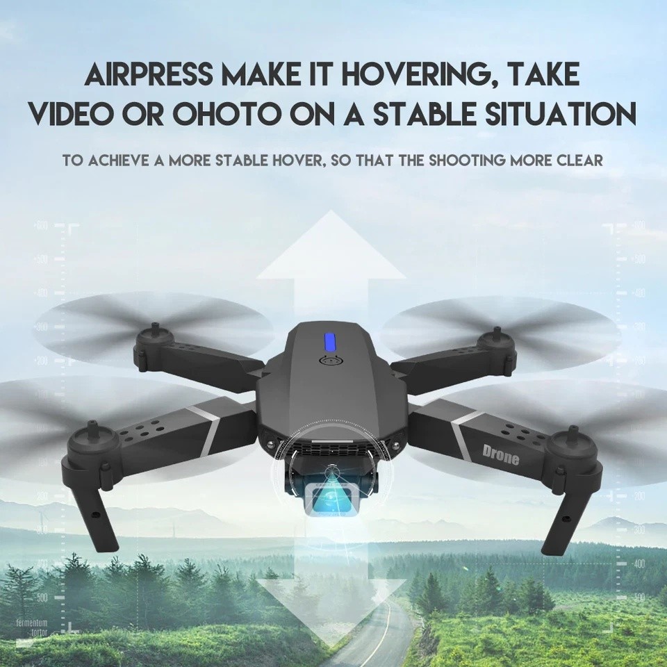 Drone 2025 4K HD Dual Camera WiFi FPV RC Foldable Quadcopter + 4 Batteries US