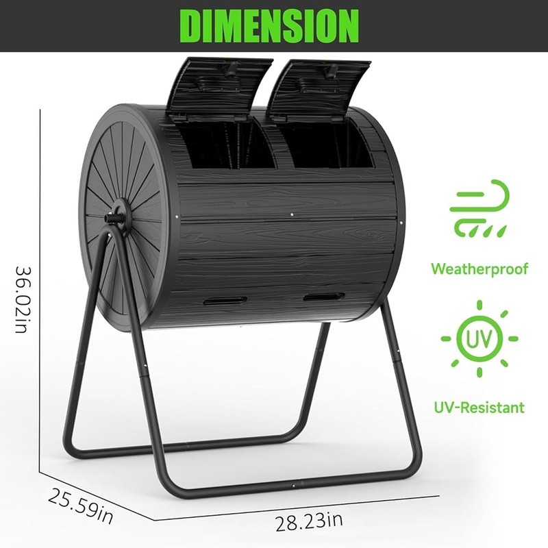 Dual Chamber Composter Efficient Batch Composting Easy Assembly Eco-Friendly New