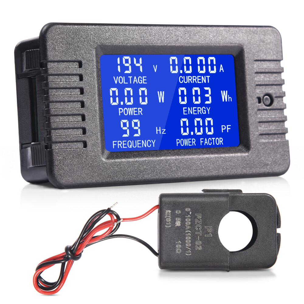 80-260V 100A AC Multi-meter, LCD Display Amp Volt Meter Energy Monitor Panel Kit