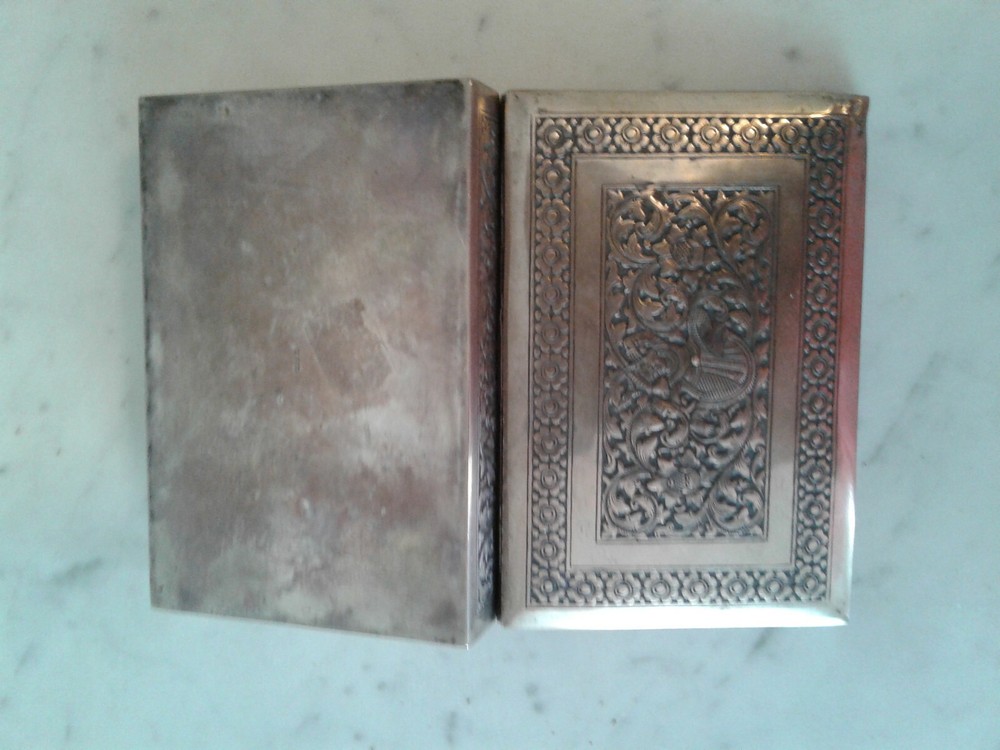 Antique Engraved Repousse Cambodian? Dancer Solid 900 Silver Box - Beautiful!