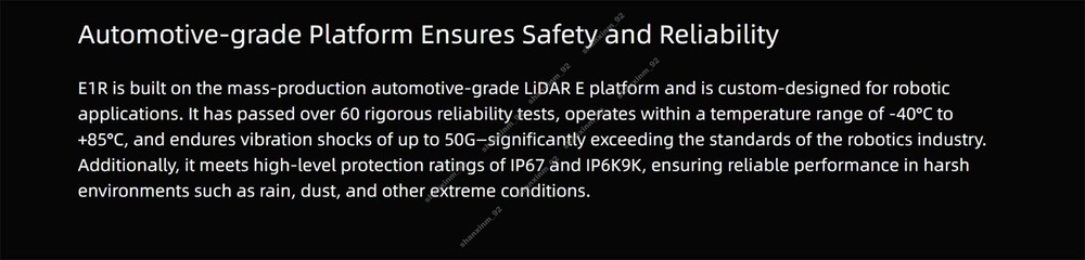 E1R LiDAR,The First Fully Solid-State Digital LiDAR for Robots