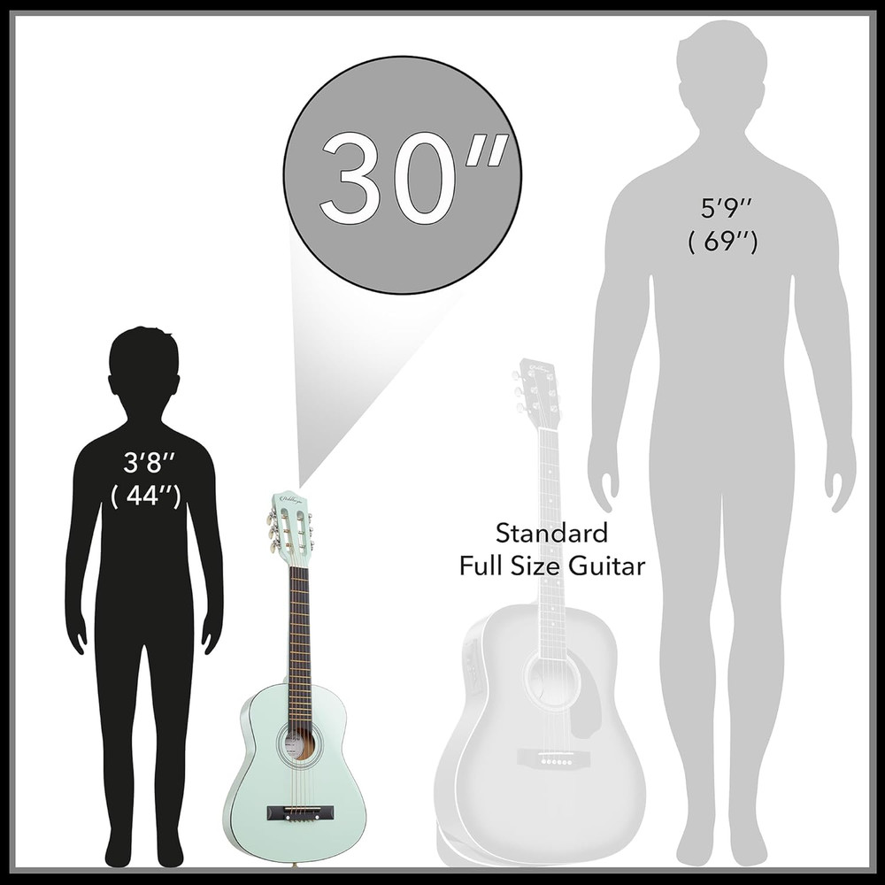 30-Inch Beginner Acoustic Guitar Package (Mint Green), Basic Starter Kit W/Gig B