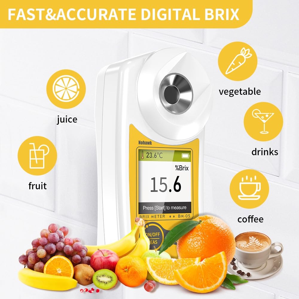 Digital Brix Refractometer Flagfront brix Meter USB C Yellow