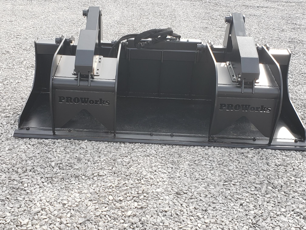 84″ Severe Duty Solid Bottom Bucket Grapple with Bolt on Edge Fits Skid Steer QA